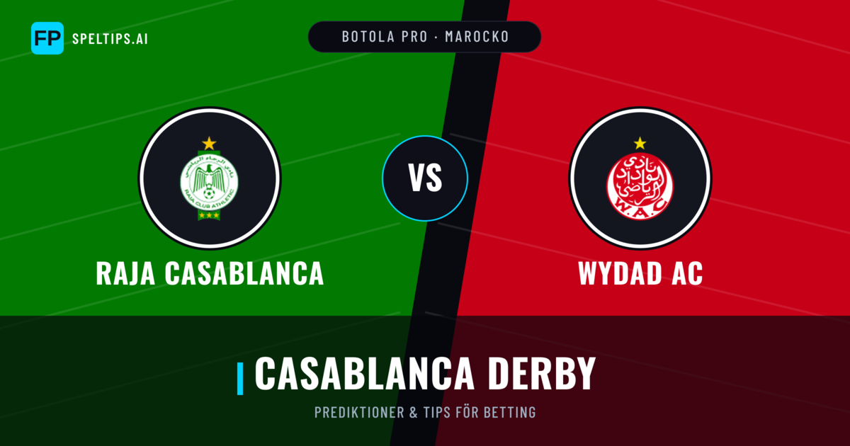 Raja Casablanca vs Wydad AC Prognoser & Statistik