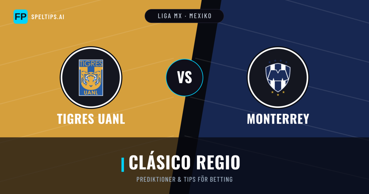 Tigres UANL vs Monterrey Prognoser & Statistik