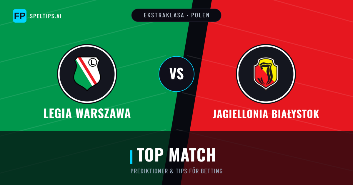 Legia Warszawa vs Jagiellonia Białystok Prognoser & Statistik