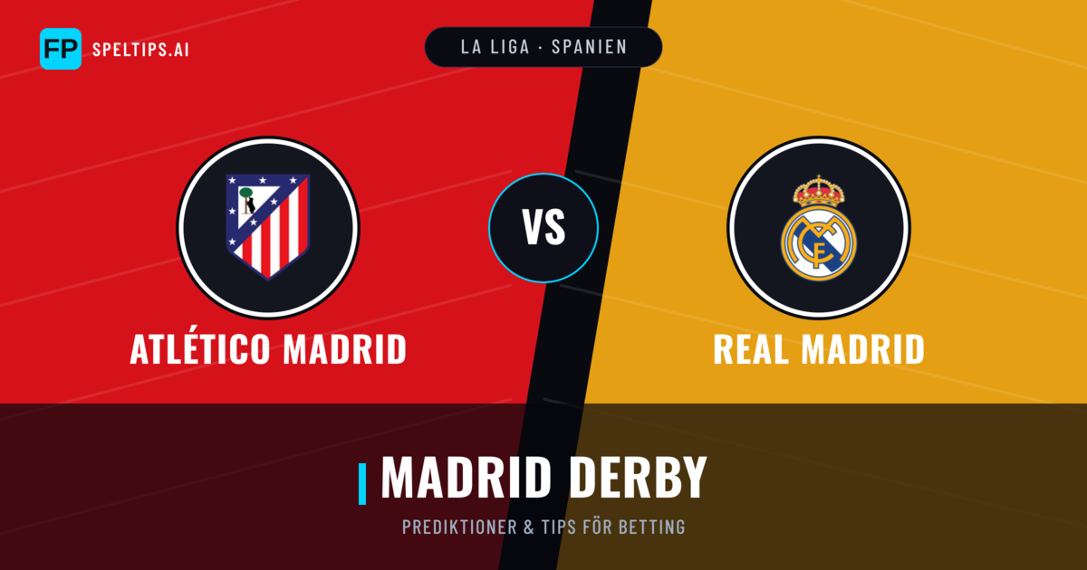 Atlético Madrid vs Real Madrid Prognoser & Statistik