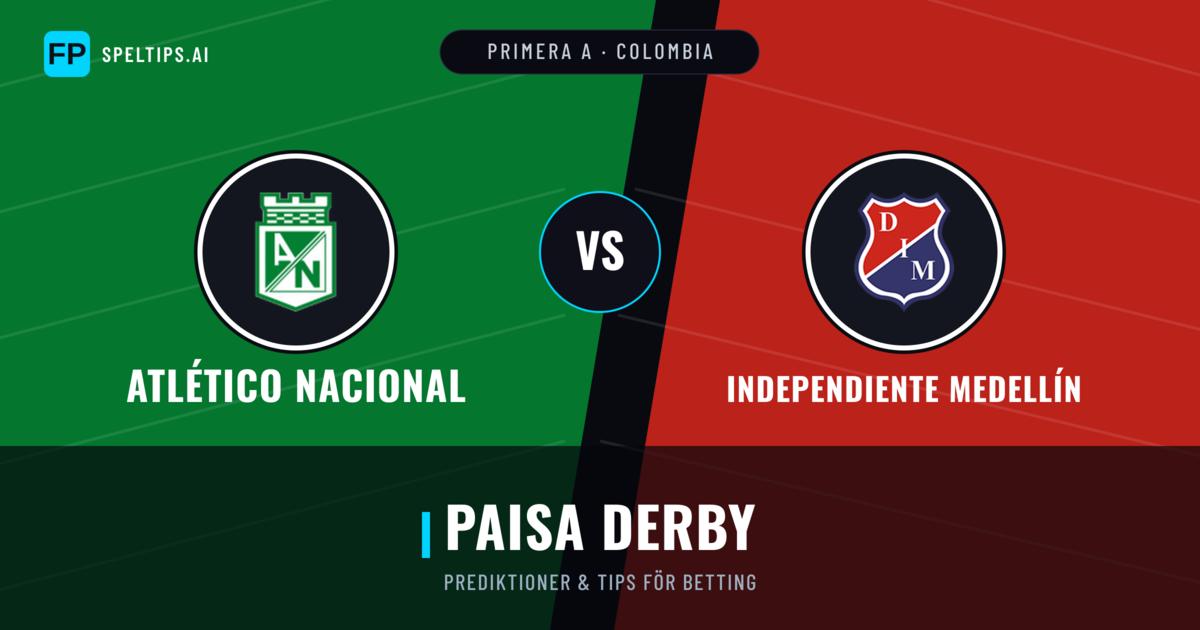 Atlético Nacional vs Independiente Medellín Prognoser & Statistik