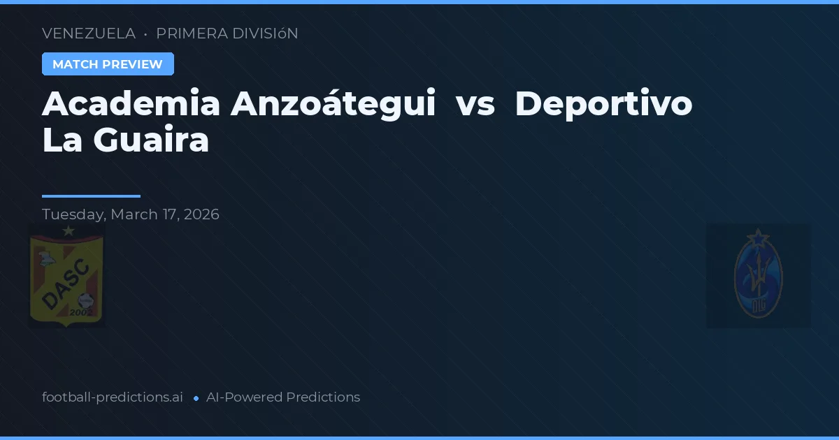 Academia Anzoátegui vs Deportivo La Guaira — matchtips och förhandstitt