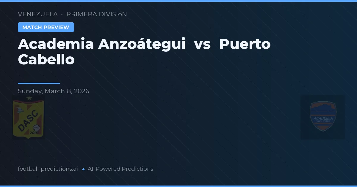 Academia Anzoátegui vs Puerto Cabello — matchtips och förhandstitt