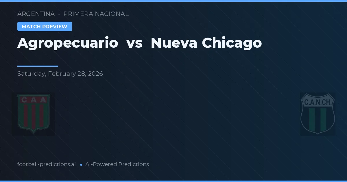 Agropecuario vs Nueva Chicago — matchtips och förhandstitt