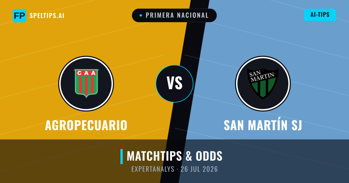 Agropecuario vs San Martín SJ — matchtips och förhandstitt