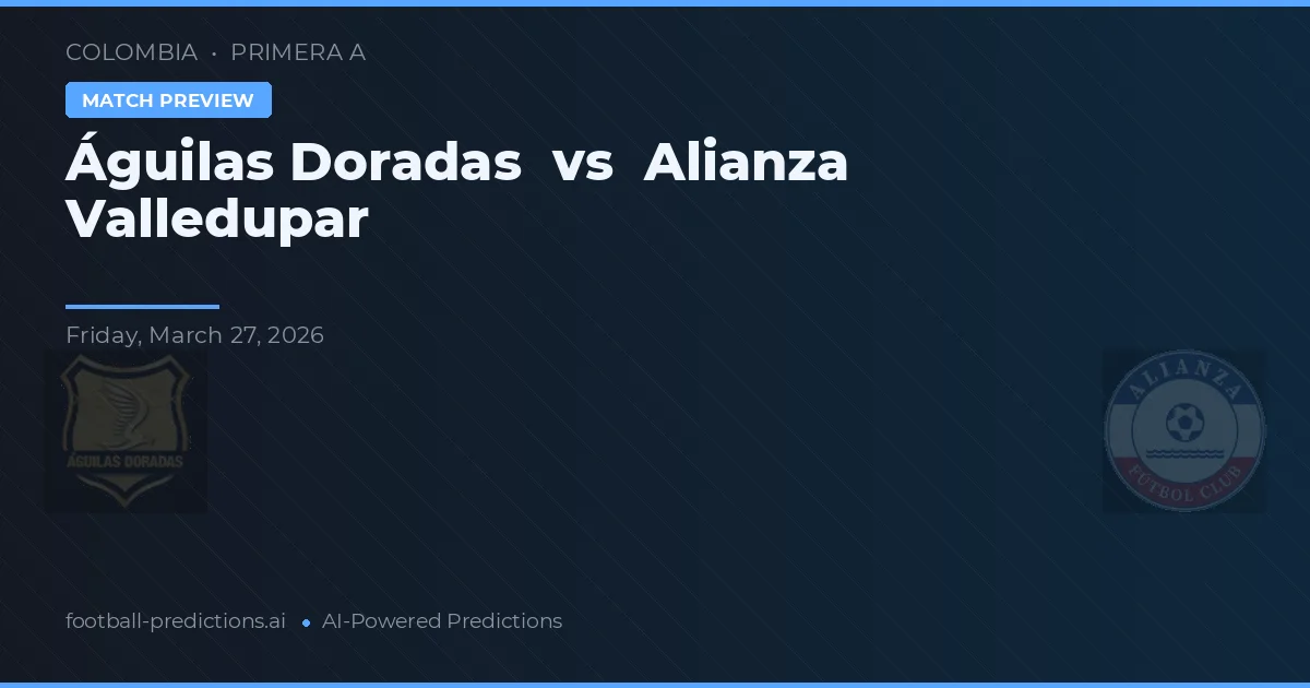 Águilas Doradas vs Alianza Valledupar — matchtips och förhandstitt