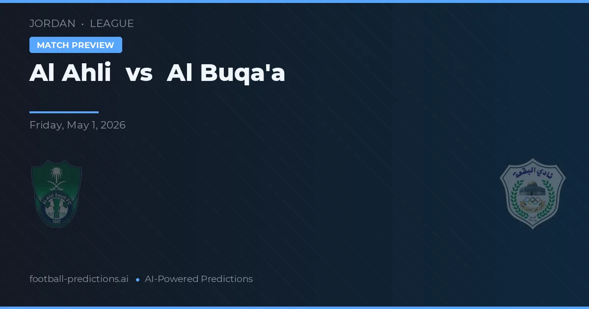 Al Ahli vs Al Buqa'a — matchtips och förhandstitt