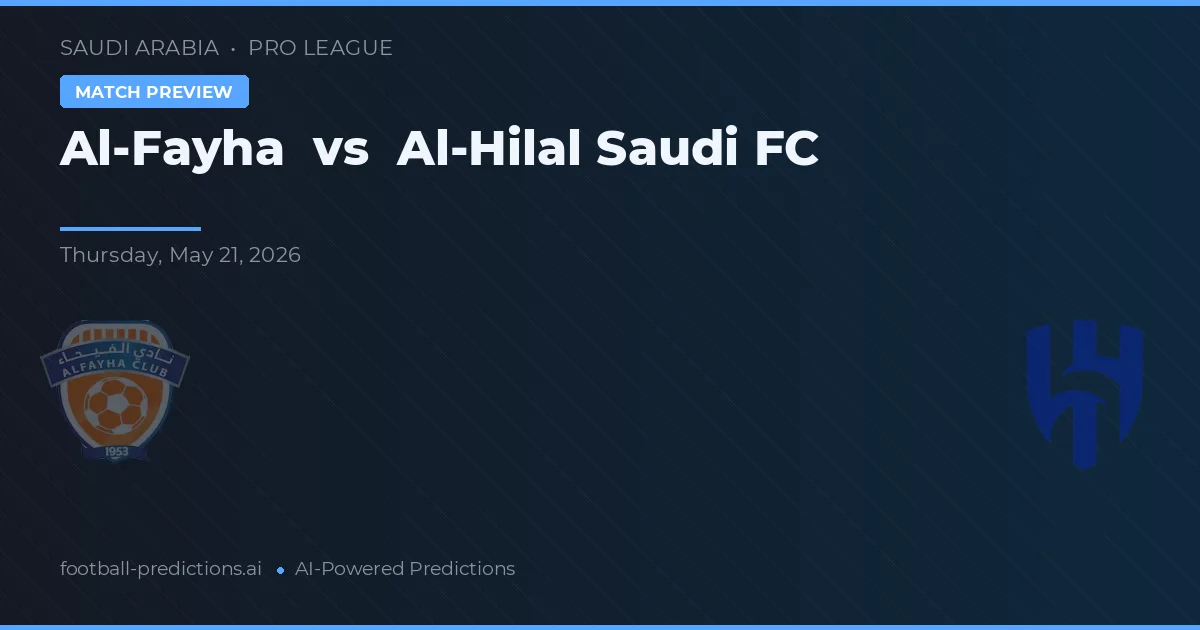 Al-Fayha vs Al-Hilal Saudi FC — matchtips och förhandstitt