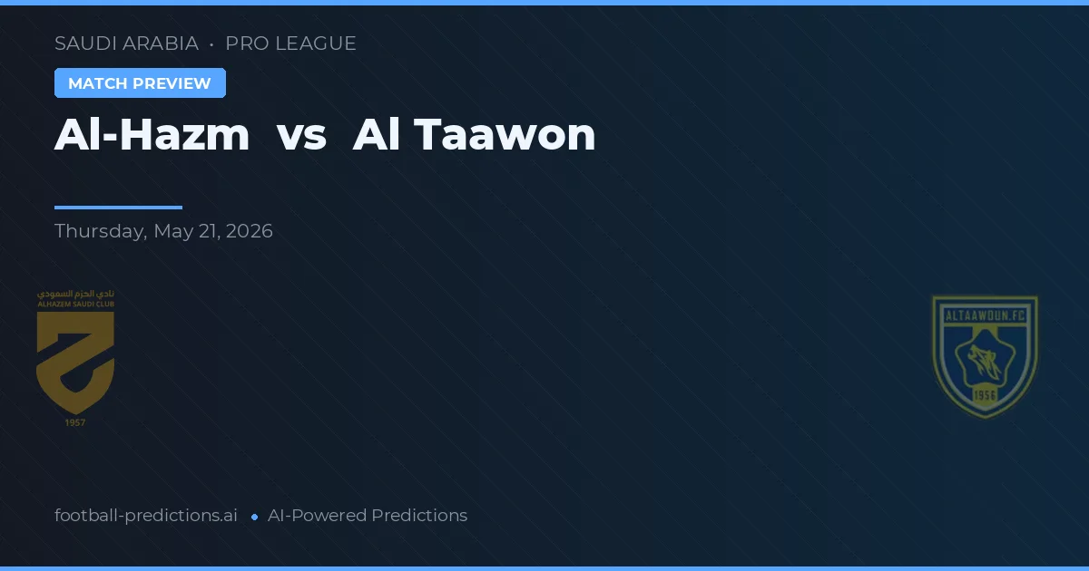 Al-Hazm vs Al Taawon — matchtips och förhandstitt