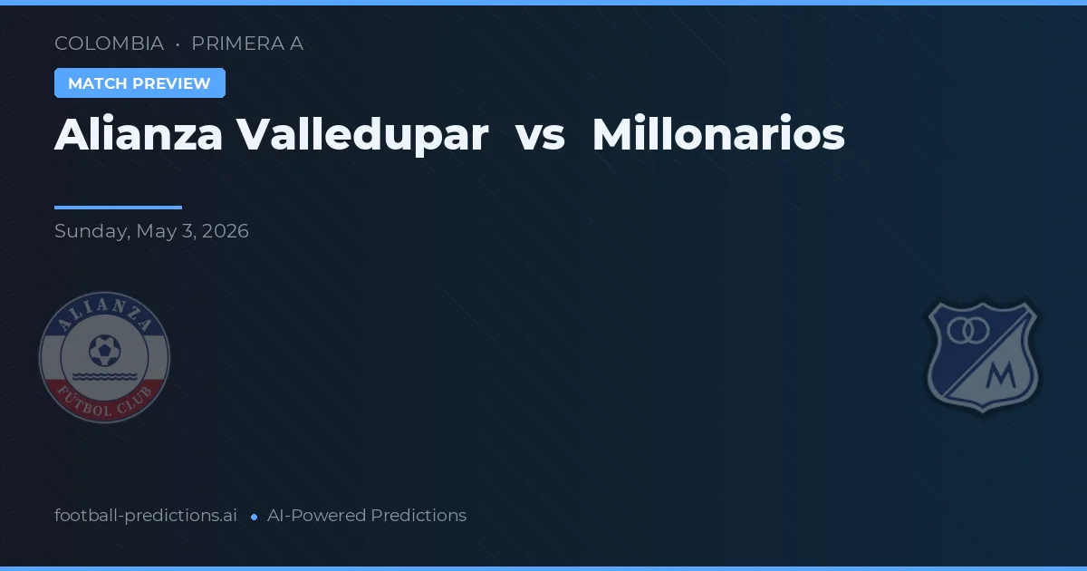 Alianza Valledupar vs Millonarios — matchtips och förhandstitt