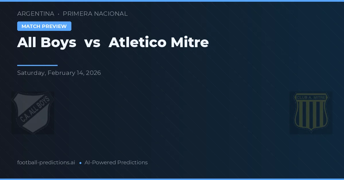 All Boys vs Atlético Mitre — matchtips och förhandstitt