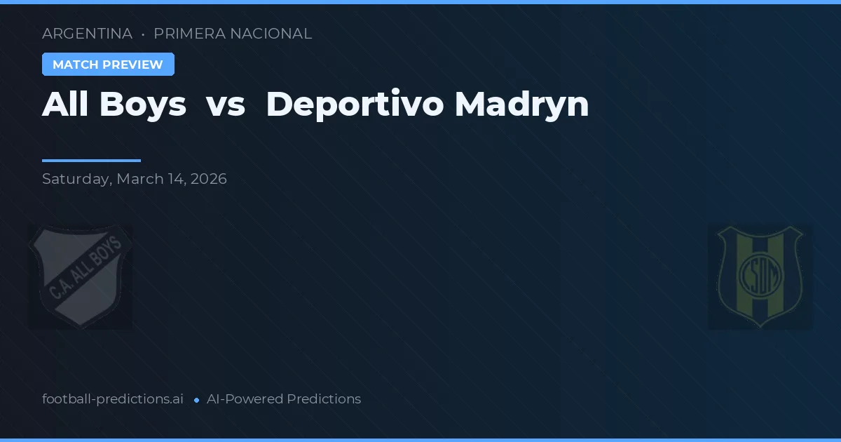 All Boys vs Deportivo Madryn — matchtips och förhandstitt