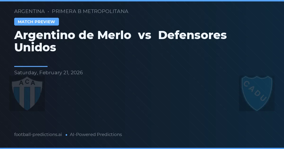Argentino de Merlo vs Defensores Unidos — matchtips och förhandstitt