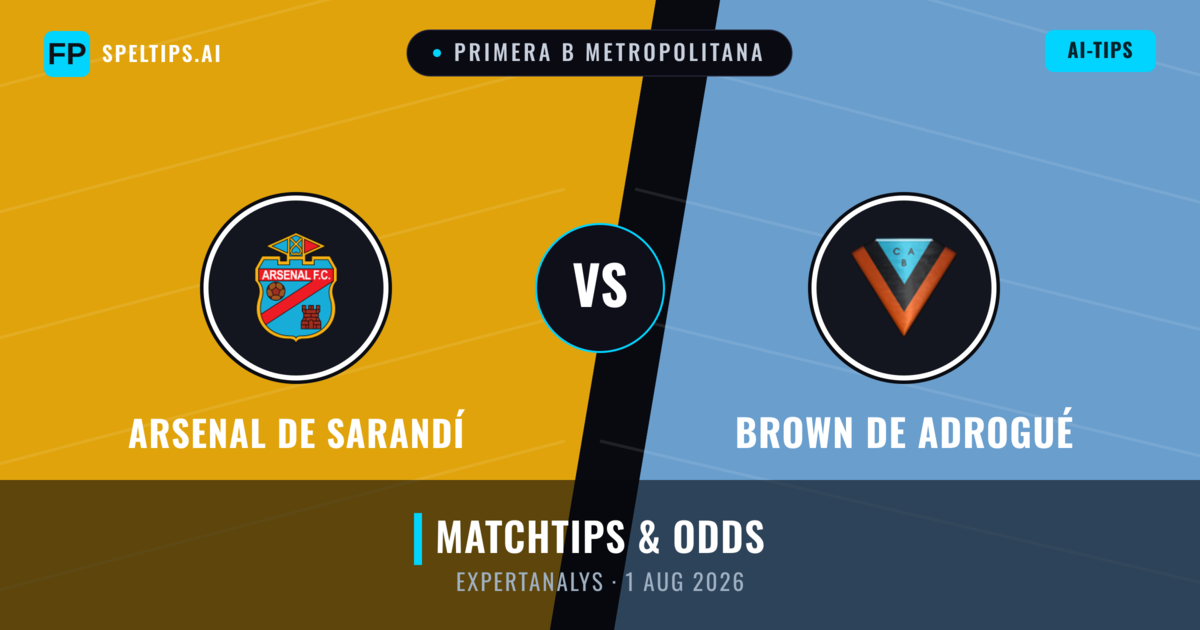 Arsenal de Sarandí vs Brown de Adrogué — matchtips och förhandstitt