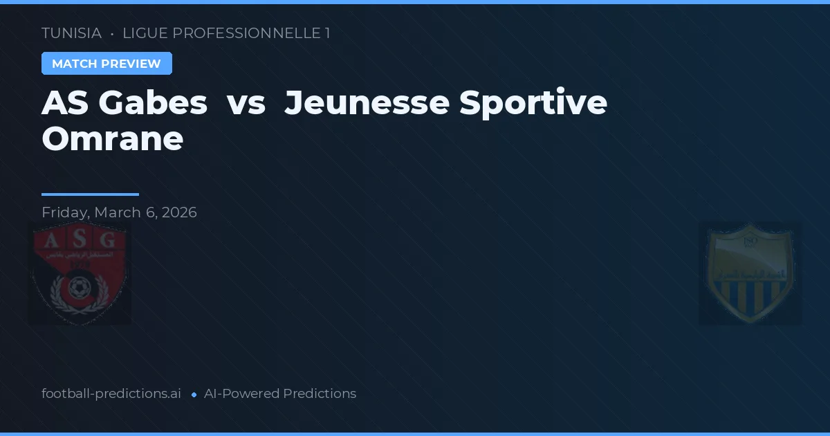 AS Gabes vs Jeunesse Sportive Omrane — matchtips och förhandstitt