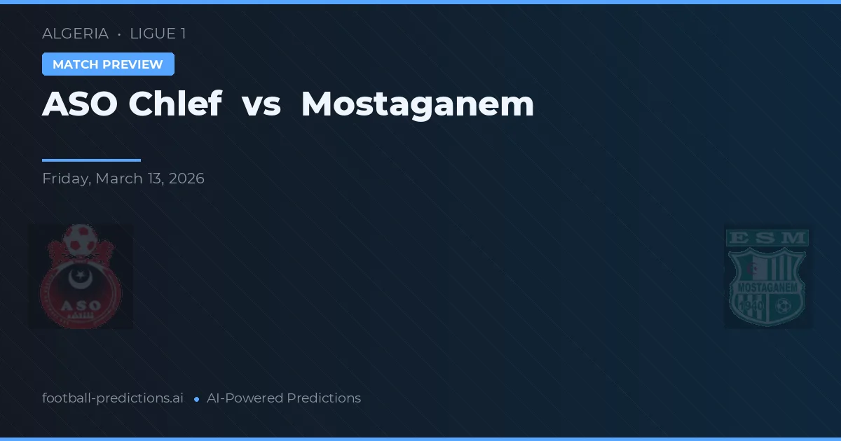 ASO Chlef vs Mostaganem — matchtips och förhandstitt
