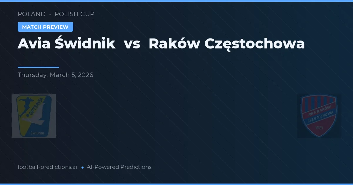 Avia Świdnik vs Raków Częstochowa — matchtips och förhandstitt