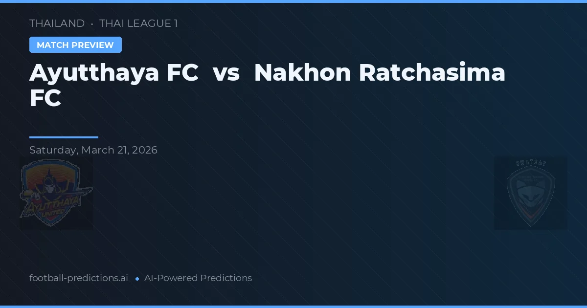 Ayutthaya FC vs Nakhon Ratchasima FC — matchtips och förhandstitt