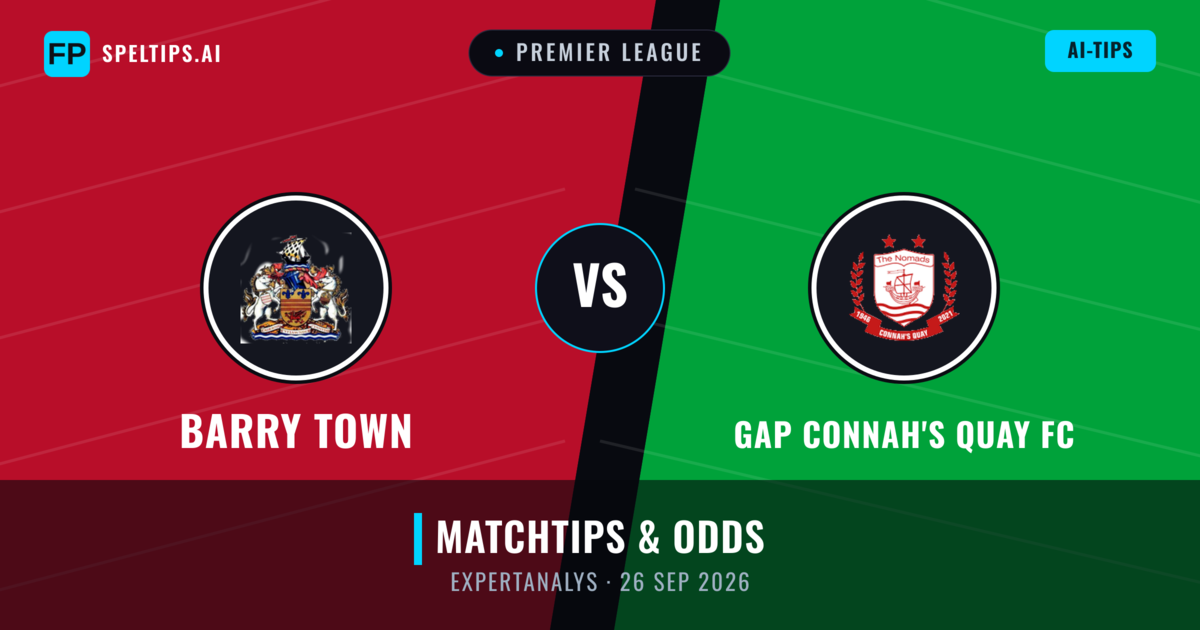 Barry Town vs GAP Connah's Quay FC — matchtips och förhandstitt