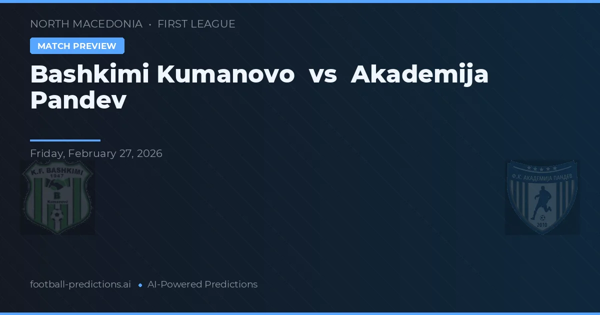 Bashkimi Kumanovo vs Akademija Pandev — matchtips och förhandstitt