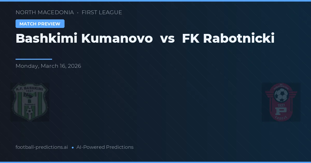Bashkimi Kumanovo vs FK Rabotnički — matchtips och förhandstitt