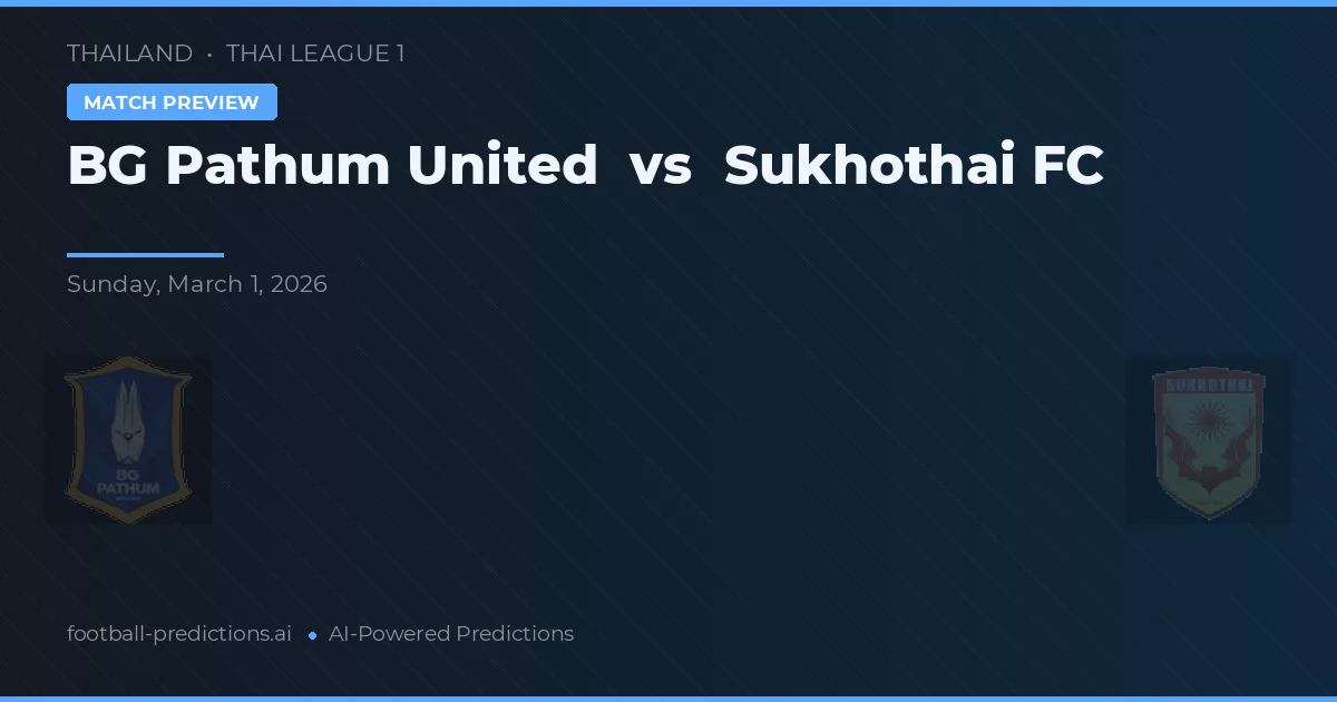 BG Pathum United vs Sukhothai FC — matchtips och förhandstitt