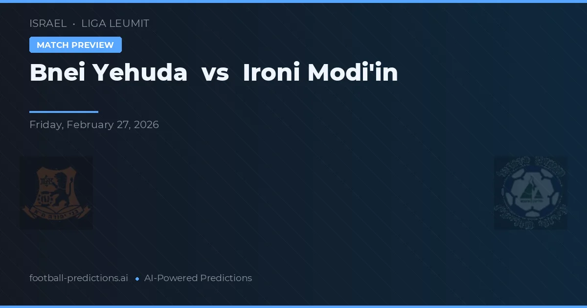 Bnei Yehuda vs Ironi Modi'in — matchtips och förhandstitt
