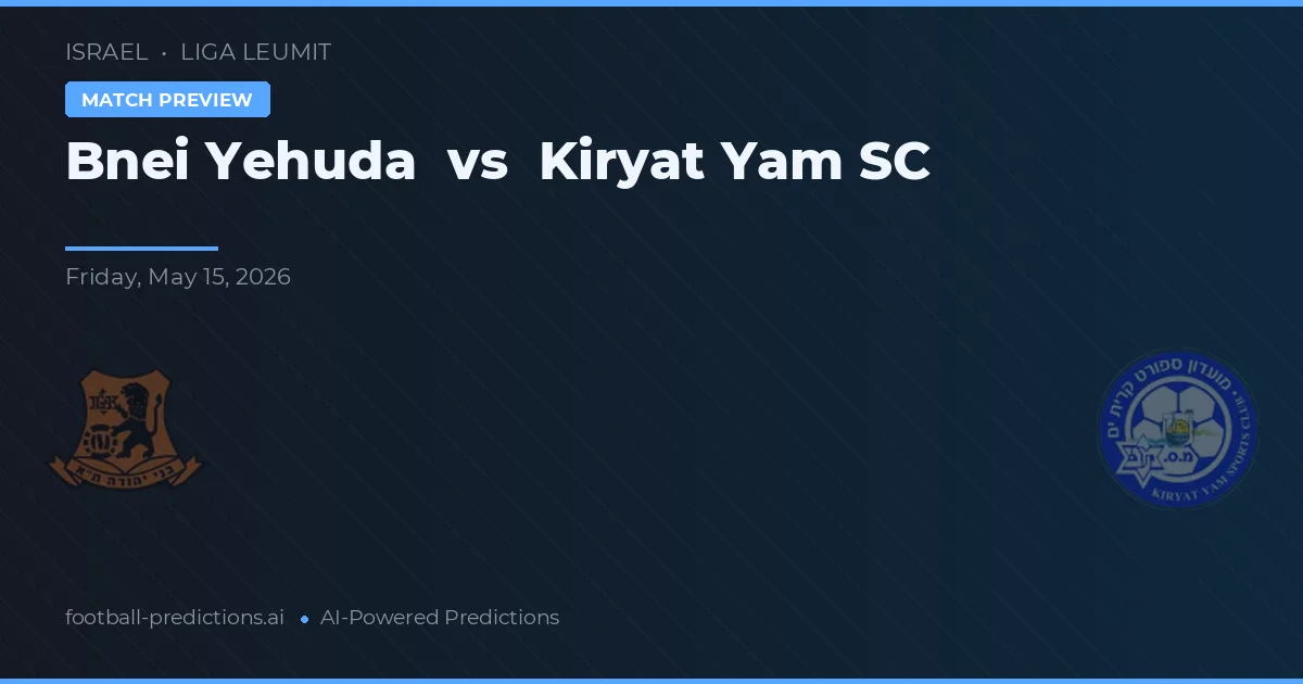 Bnei Yehuda vs Kiryat Yam SC — matchtips och förhandstitt