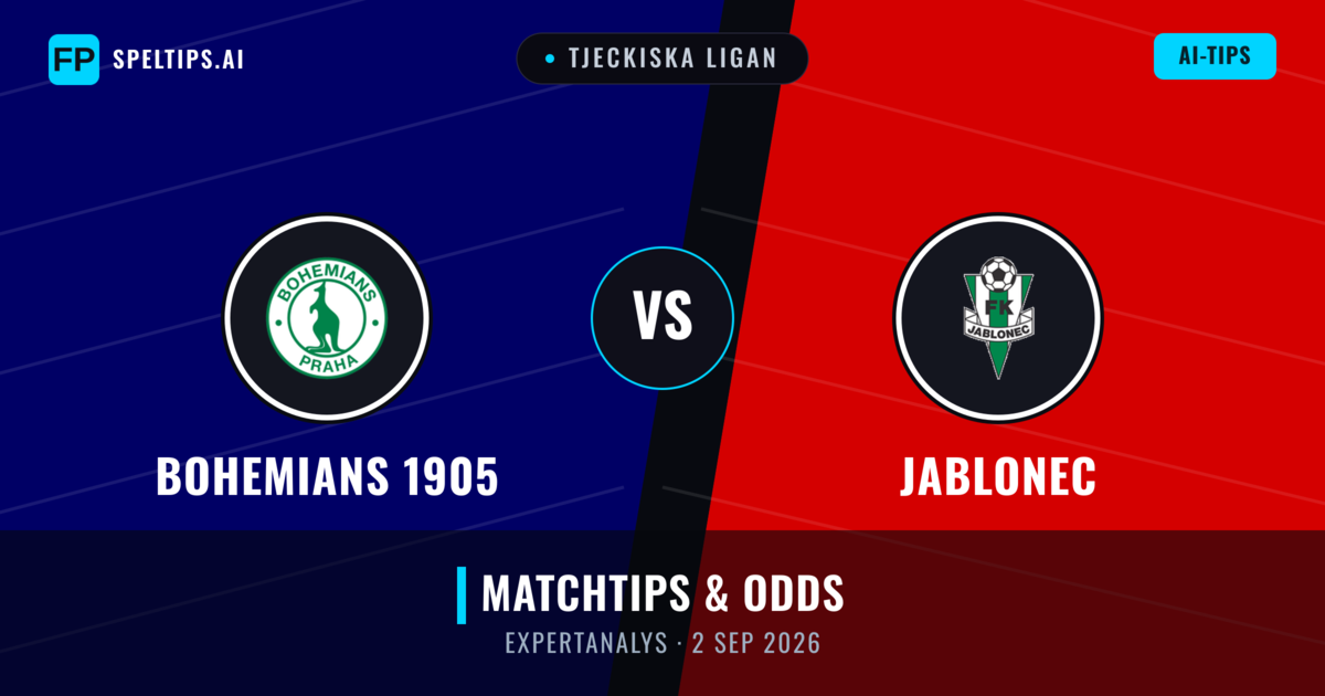 Bohemians 1905 vs Jablonec — matchtips och förhandstitt