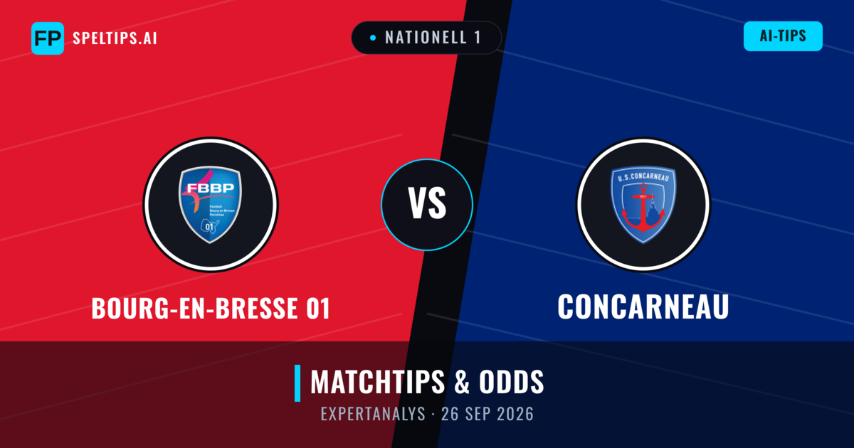Bourg-en-Bresse 01 vs Concarneau — matchtips och förhandstitt