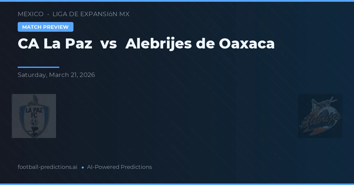 CA La Paz vs Alebrijes de Oaxaca — matchtips och förhandstitt