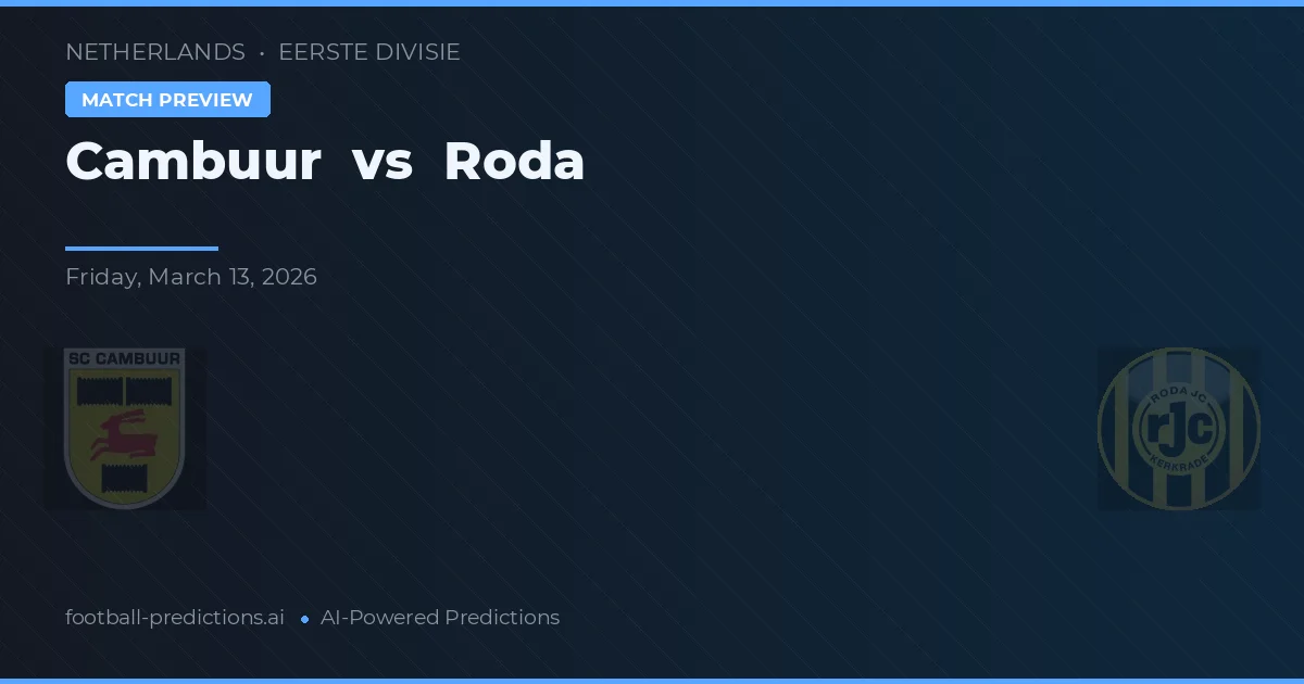 Cambuur vs Roda JC — matchtips och förhandstitt