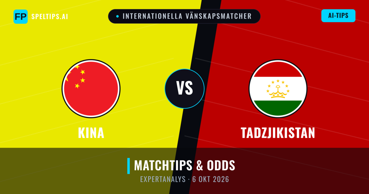 Kina vs Tadzjikistan — matchtips och förhandstitt