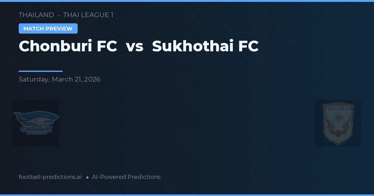 Chonburi FC vs Sukhothai FC — matchtips och förhandstitt
