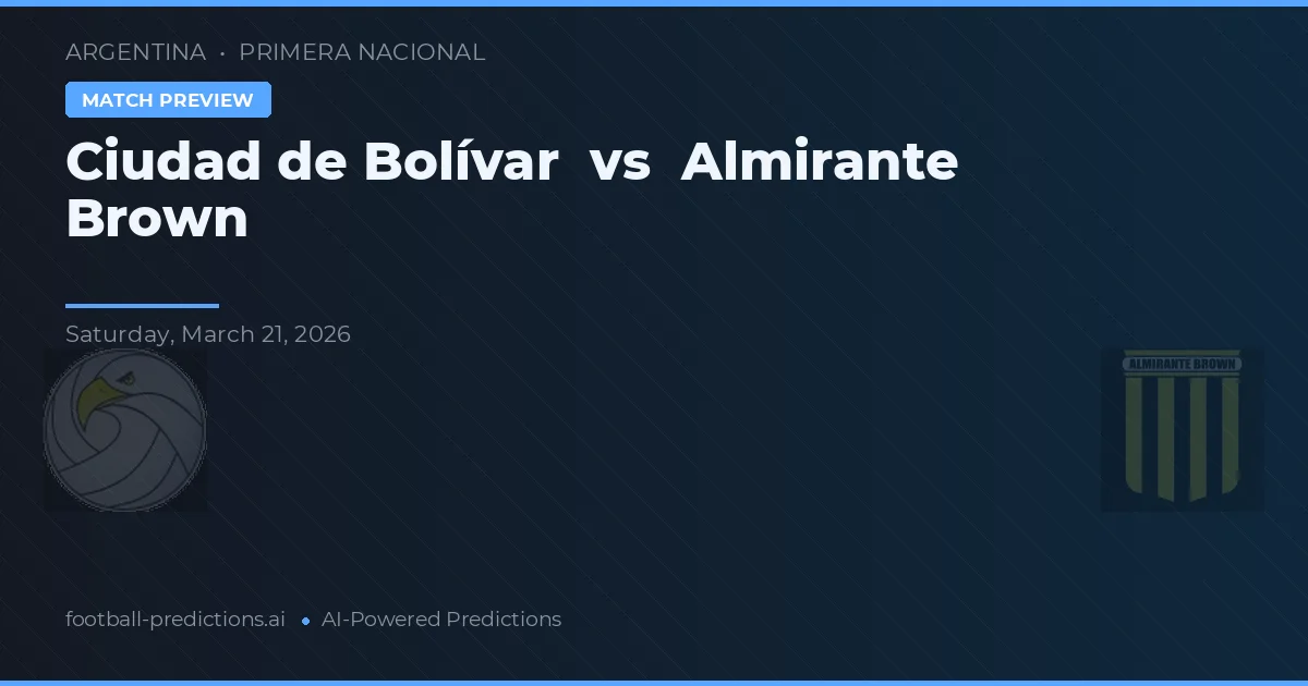 Ciudad de Bolívar vs Almirante Brown — matchtips och förhandstitt
