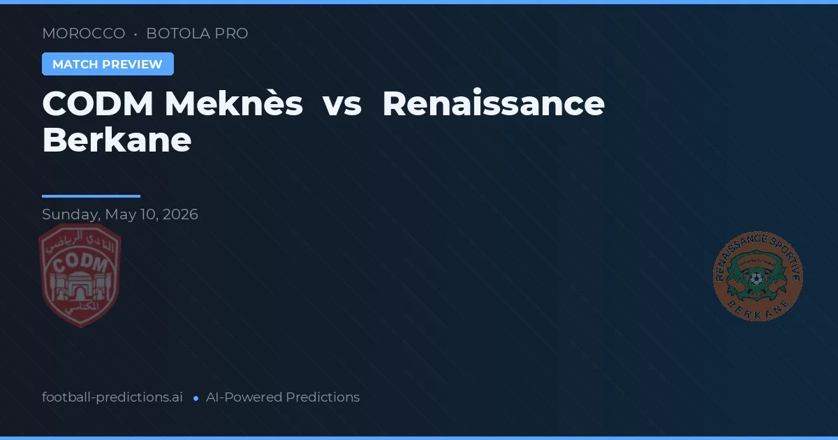 CODM Meknès vs Renaissance Berkane — matchtips och förhandstitt
