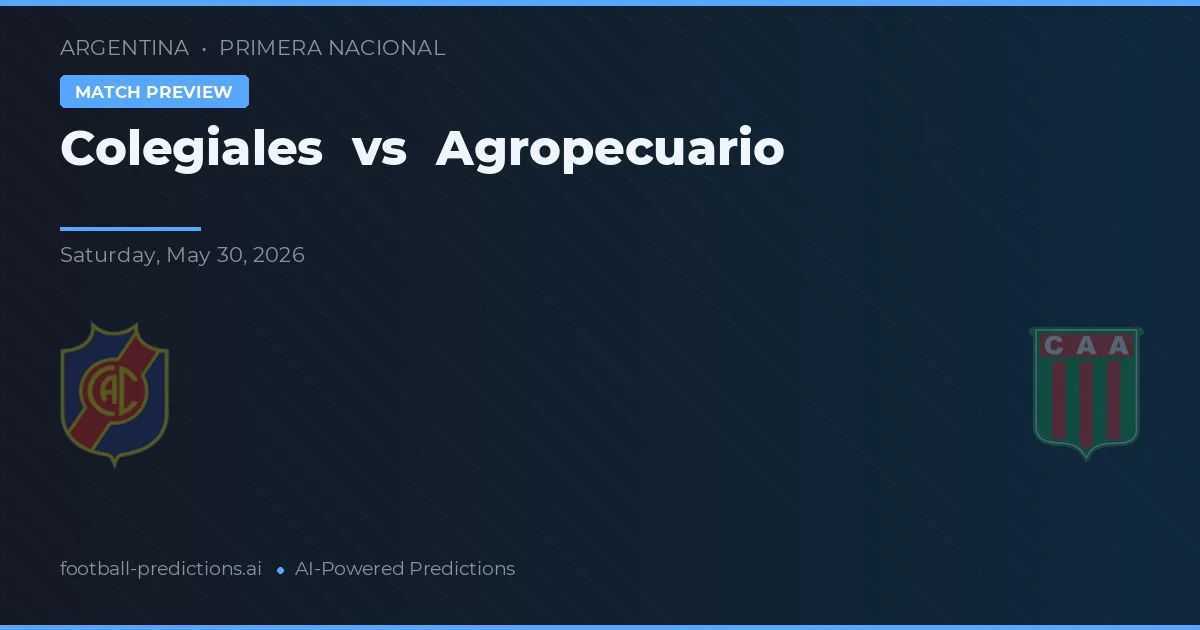 Colegiales vs Agropecuario — matchtips och förhandstitt