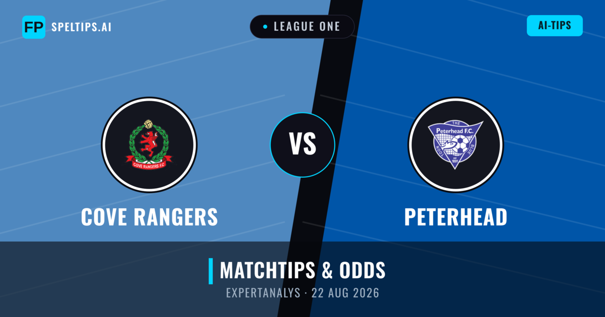Cove Rangers vs Peterhead — matchtips och förhandstitt
