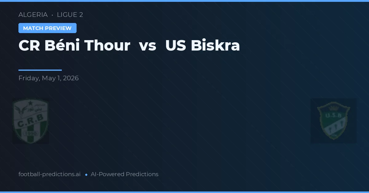 CR Béni Thour vs US Biskra — matchtips och förhandstitt