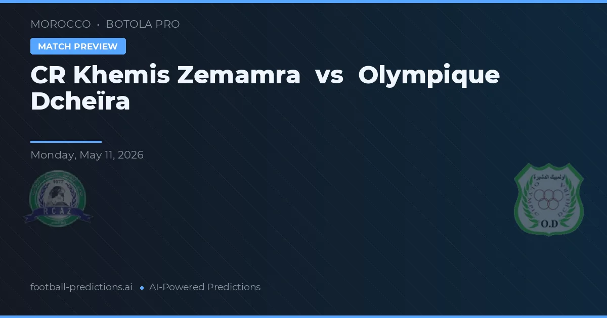 CR Khemis Zemamra vs Olympique Dcheïra — matchtips och förhandstitt