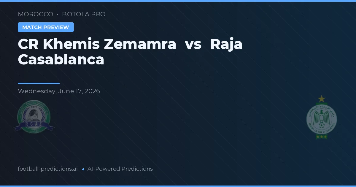 CR Khemis Zemamra vs Raja Casablanca — matchtips och förhandstitt