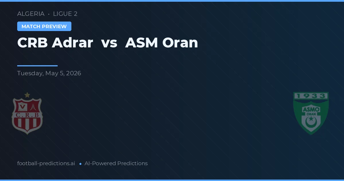 CRB Adrar vs ASM Oran — matchtips och förhandstitt
