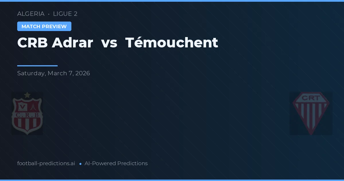 CRB Adrar vs Témouchent — matchtips och förhandstitt