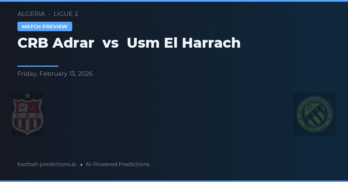 CRB Adrar vs USM El Harrach — matchtips och förhandstitt