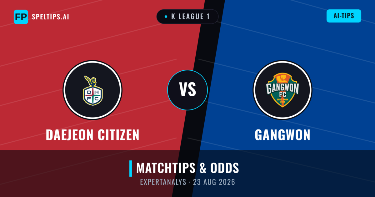 Daejeon Citizen vs Gangwon — matchtips och förhandstitt