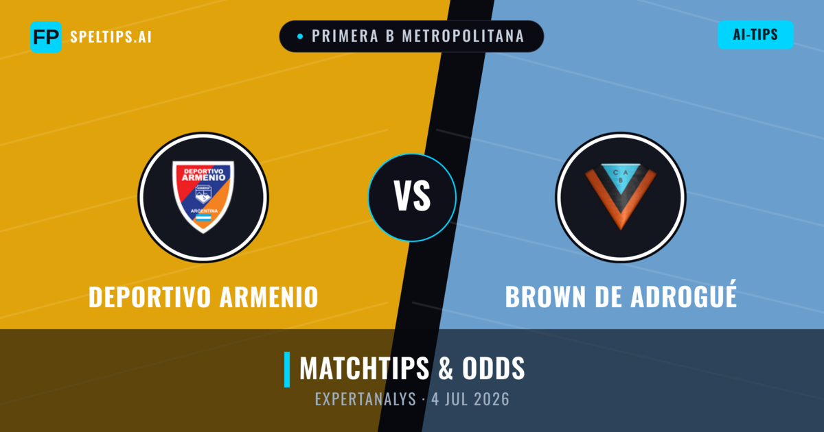 Deportivo Armenio vs Brown de Adrogué — matchtips och förhandstitt