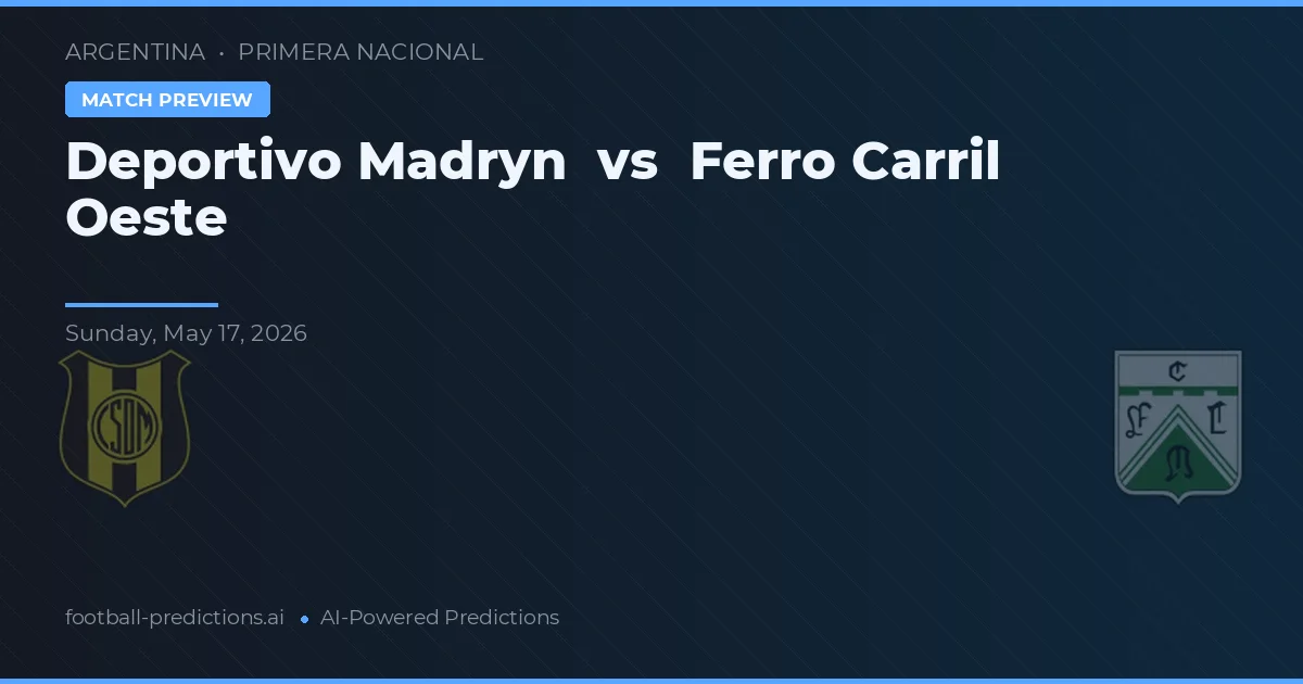 Deportivo Madryn vs Ferro Carril Oeste — matchtips och förhandstitt