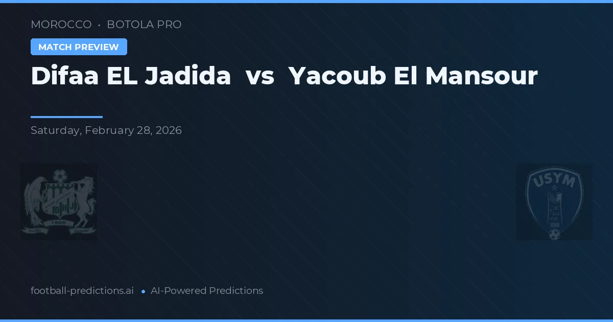 Difaa EL Jadida vs Yacoub El Mansour — matchtips och förhandstitt