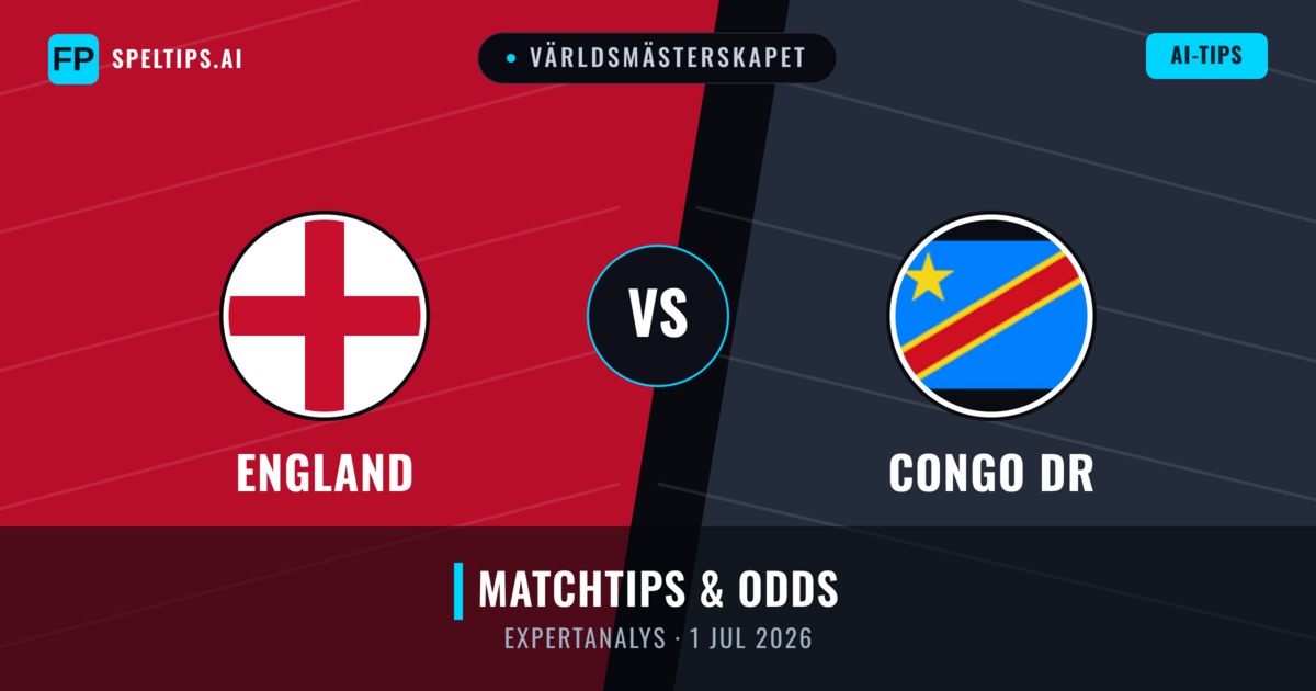 England vs Congo DR — matchtips och förhandstitt