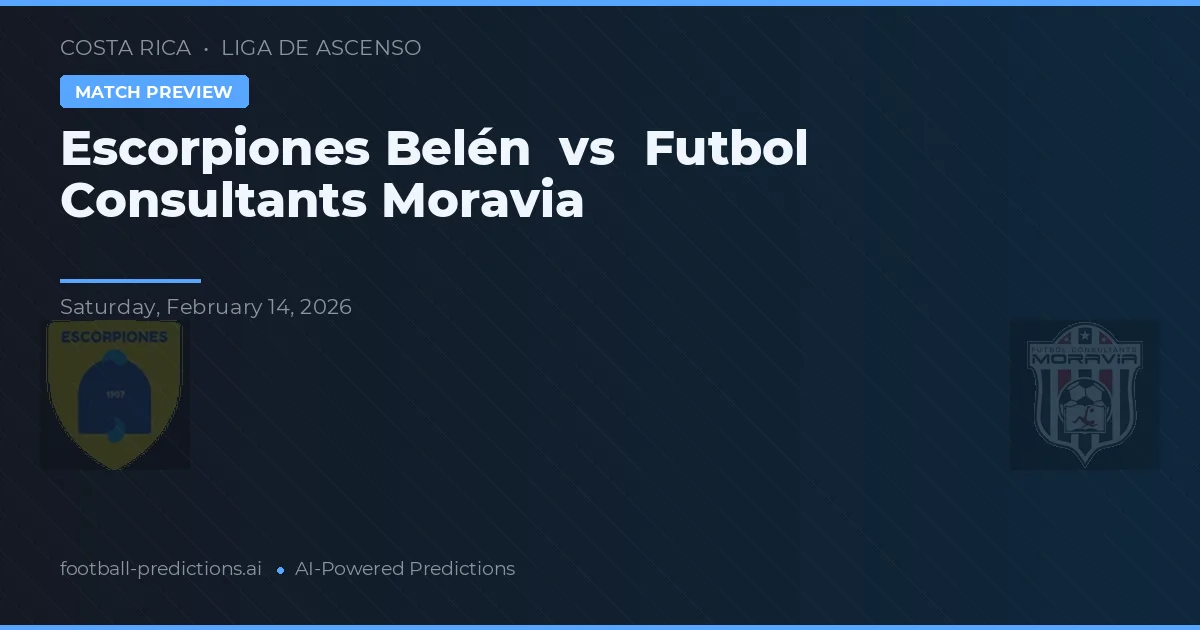 Escorpiones Belén vs Futbol Consultants Moravia — matchtips och förhandstitt